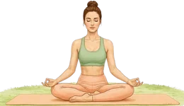 Professional illustration of a person practicing Ashwini Mudra as a core component of yoga & pelvic floor exercises for improved reproductive health.