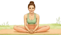 Professional illustration of a person practicing Baddha Konasana (Bound Angle Pose) to represent Yoga & Pranayama to Support ED Treatment Naturally.