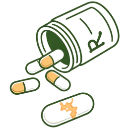 Icon representing the risk of long term drug dependency and organ stress from relying on painkillers for joint pain.
