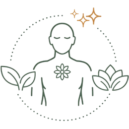 Line art illustration of a hand gently holding a shield with a heart symbol and protective stars, representing the non-invasive benefits of Ayurvedic treatment for low sperm count.