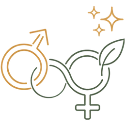 Line art illustration of a person radiating energy with a bright sun symbol and surrounding vitality stars, representing the overall vitality benefits of Ayurvedic treatment for low libido.