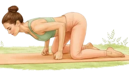 A professional illustration of a practitioner performing Mandukasana (Frog Pose) on a yoga mat, a highly recommended posture in Yoga for Diabetes Control for stimulating pancreatic function.