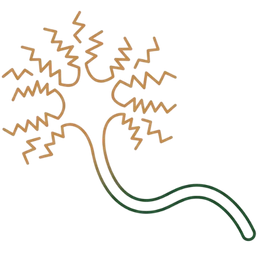 Icon showing a nerve cell transitioning from a stressed inflamed state to a healthy and vibrant state through Ayurvedic healing.