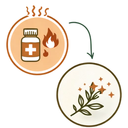 Comparison showing how Ayurvedic treatment avoids the rebound effect common with chemical steroids.