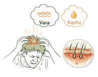 Vata and Kapha imbalance causing scalp psoriasis, eczema, and skin inflammation.