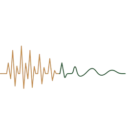 Graphic showing the transition from frequent high intensity pain waves to calm stable brain waves through Ayurvedic Migraine treatment.