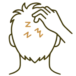 Icon showing a person finding relief from scalp itching and inflammation through Ayurvedic hair treatment.