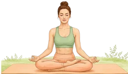 Professional illustration of a person practicing Ujjayi Pranayama (Ocean Breath) in a comfortable seated position, focusing on a slight throat constriction to stimulate the thyroid area, a vital technique in yoga for thyroid health.