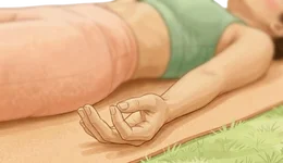 Practicing Varun Mudra (Gesture of Water) to balance skin moisture and treat pigmentation.